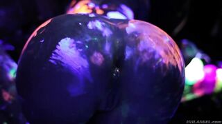 Hot lesbians playing with fluorescent body paint