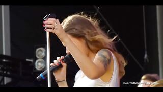 Tove Lo shows off her great tits to the crowd